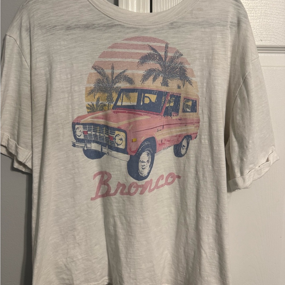 Cato White Tee with Vintage Car Graphic